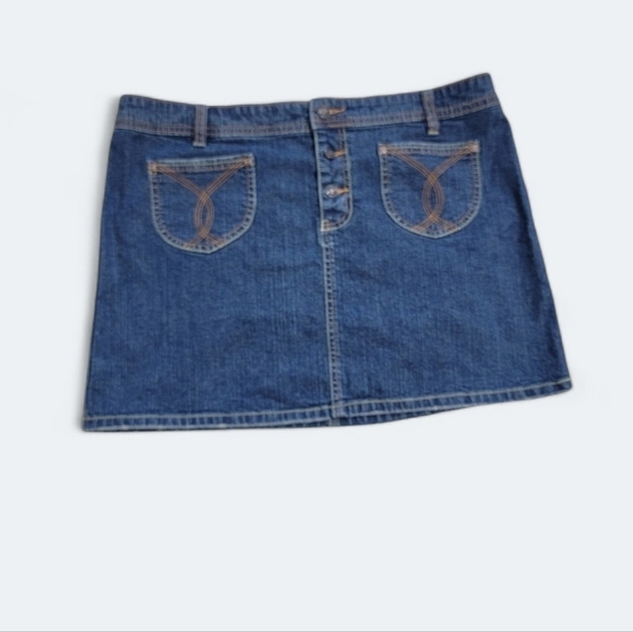 Vintage Old Navy Y2K Ultra Low Waist Denim Mini Jeans Skirt Size 14 - Picture 13 of 13